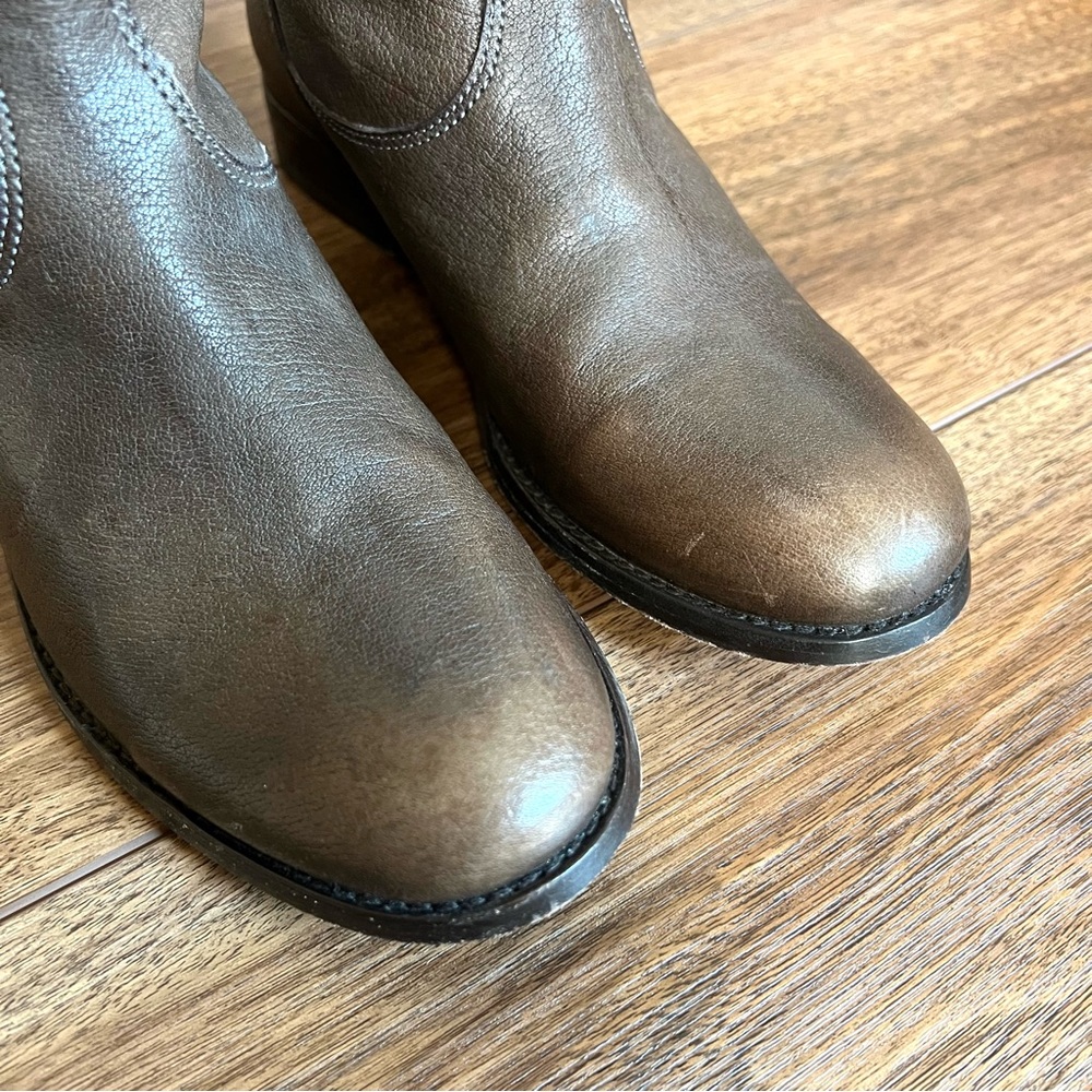 Frye Brown Leather Tall Combat/Moto Boots - Picture 3 of 15